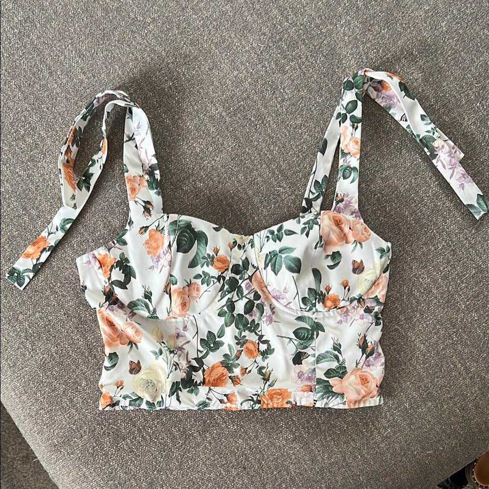 Kittenish Floral Corset Crop Top